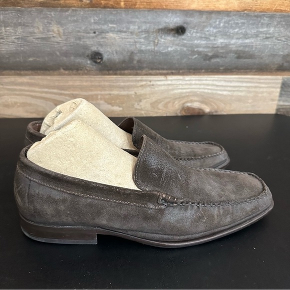 Johnston & Murphy Mens Size 10M Slip On Loafers Brown Suede Sheepskin Leather - Picture 4 of 10